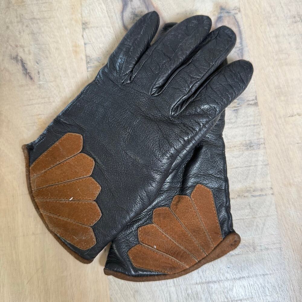 Vintage Black Leather Gloves Women | Soft Winter Gloves 80s Style